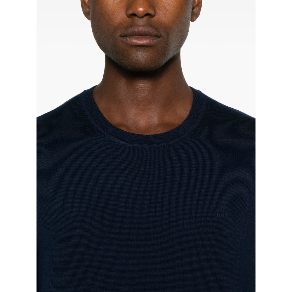 Michael Kors Midnight Merino Crew Gebreide Trui Blue Heren