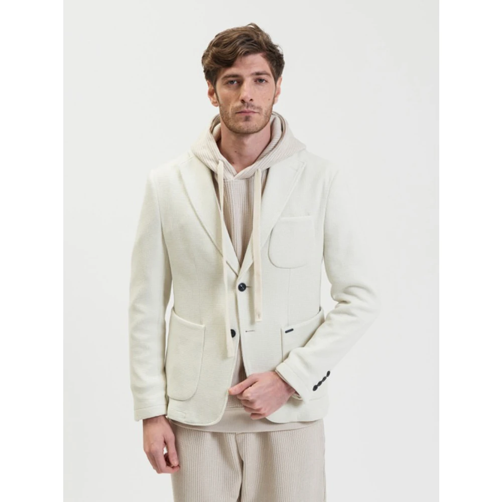 Gianni Lupo Witte Jas Slim Fit Zakken White Heren