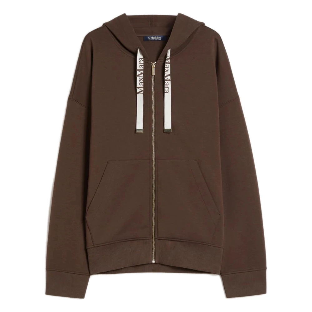Max Mara Women's Brown Zip-Through Jumper - Zip-Throughs - S - Sweatshirts & Hoodies