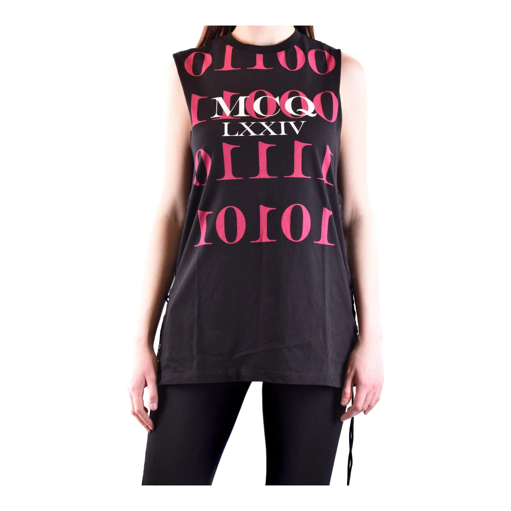 Alexander Mcqueen Women's Black Sleeveless Tops, M, Sleeveless Top With Mcq Logo
