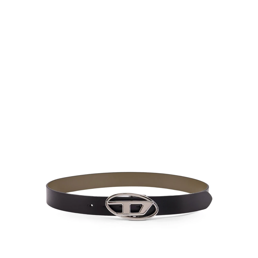 Diesel Women's Black Oval-D Buckle Reversible Belt