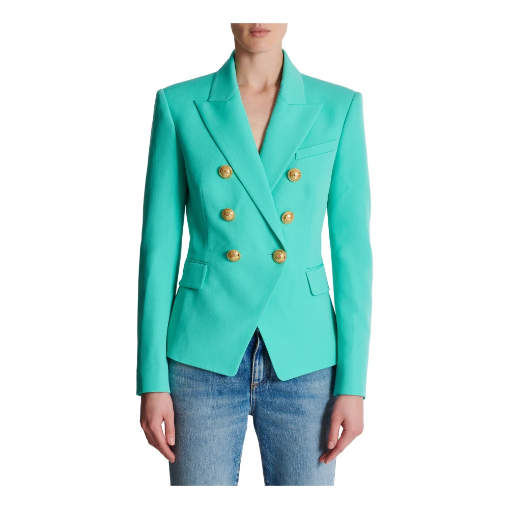 Balmain Graan van poeder 6-knoops jasje Blue Dames
