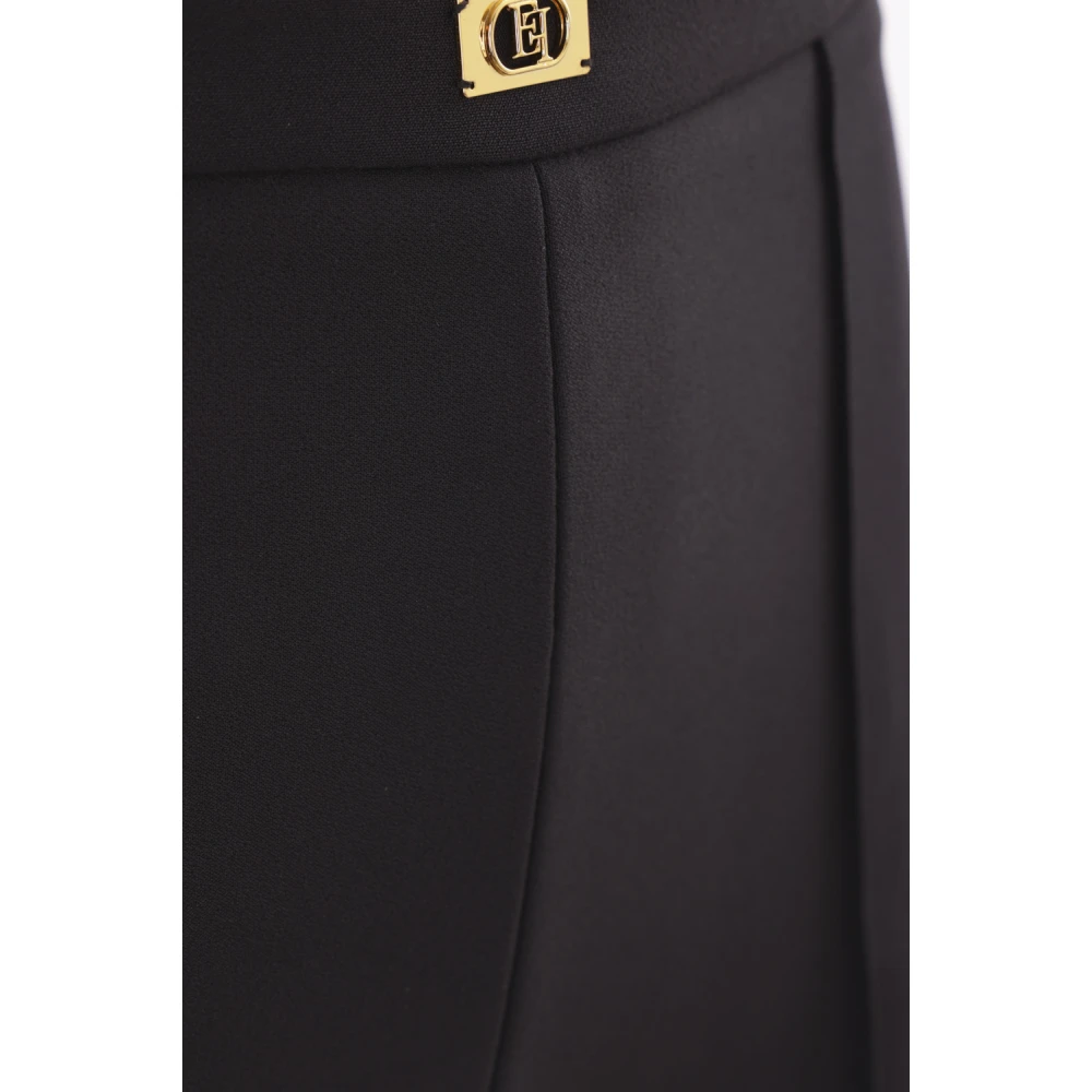 Elisabetta Franchi Hoge Taille Flare Broek Zwart Black Dames