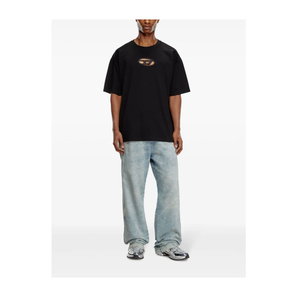 Diesel Zwart T-shirt met uitgesneden logo Black Heren