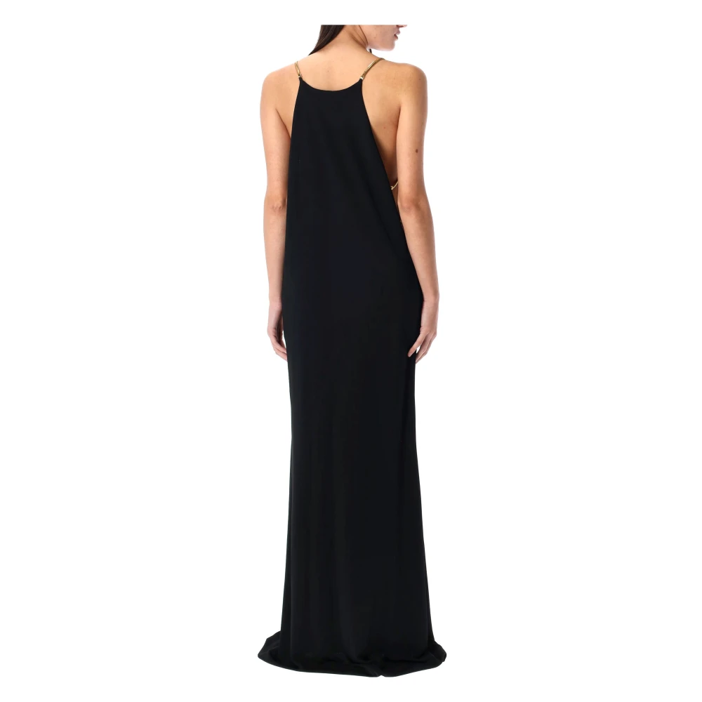 Tom Ford Zwarte Halternek Avondjurk met Gouden Ketting Black Dames