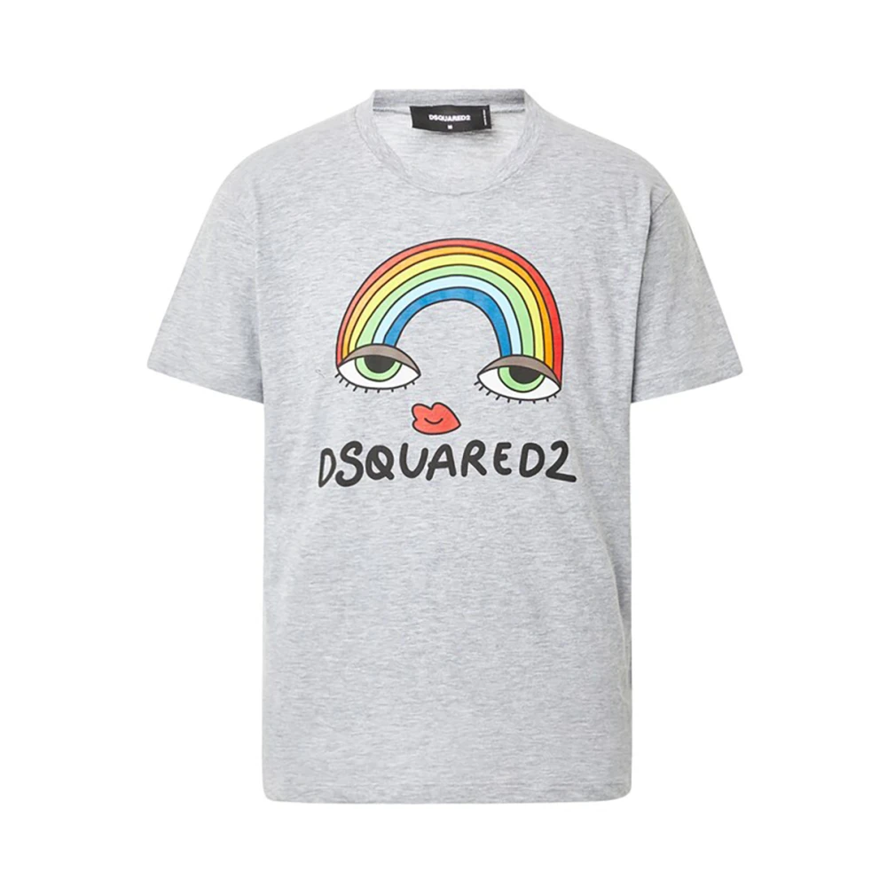 Dsquared2 Regenboog-Print T-Shirt Regular Fit Gray Heren