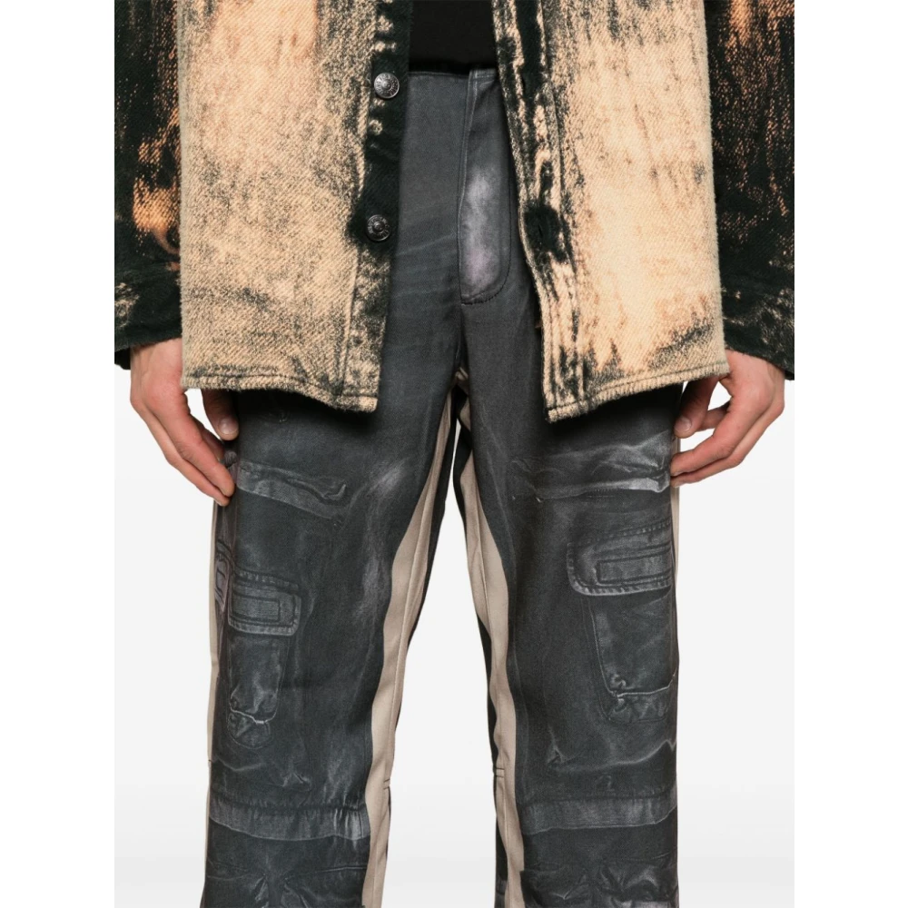 Diesel Twill Cargo Broek met Trompe l'oeil Print Black Heren