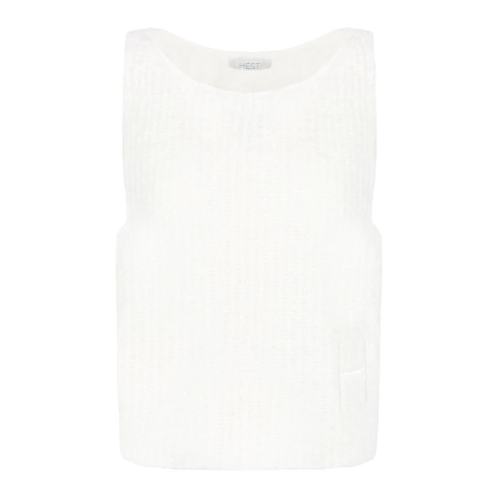 Hést Women's White Round-Neck Knitwear, 2XL, Fam V-Neck Jumper