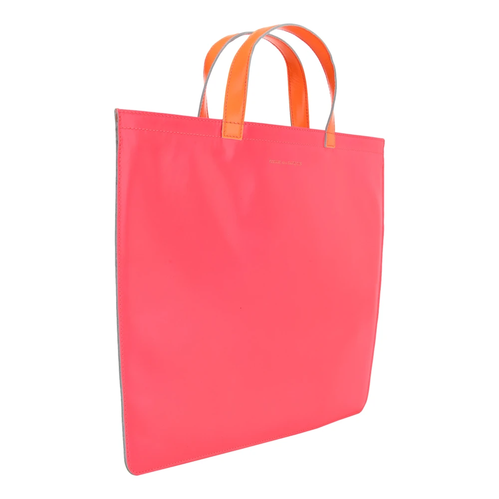 Comme des Garçons Roze Geel Super Fluo Leren Tote Tas Pink Dames