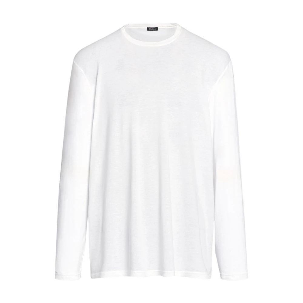 Kiton Witte Katoenen T-shirt met Lange Mouwen en Ronde Hals White Heren