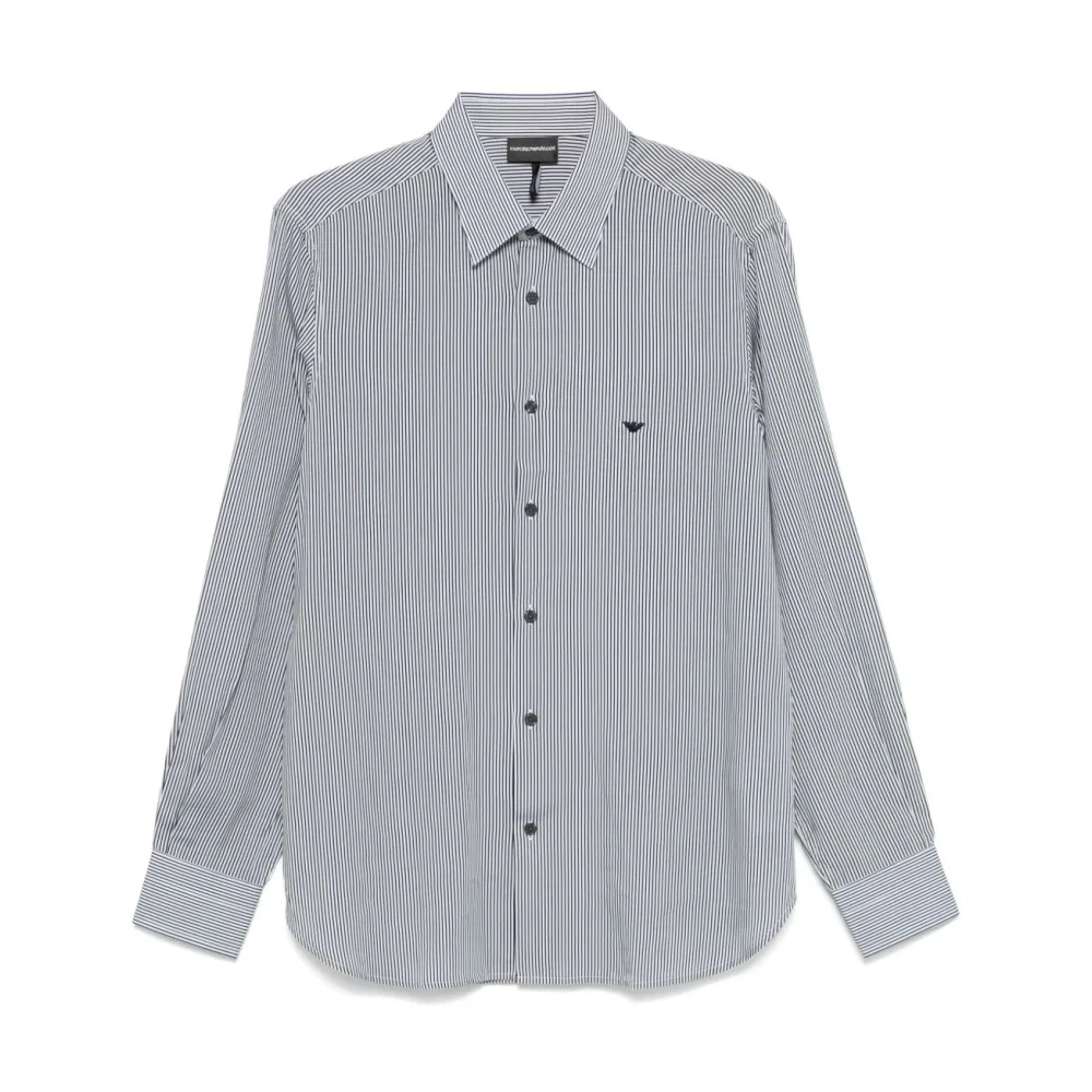 Emporio Armani Casual Katoenen Overhemd voor Mannen Gray Heren