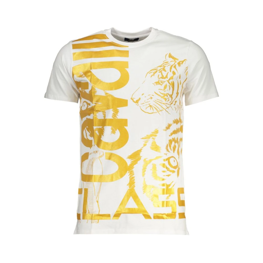 Cavalli Class Print Logo Korte Mouw T-Shirt White Heren
