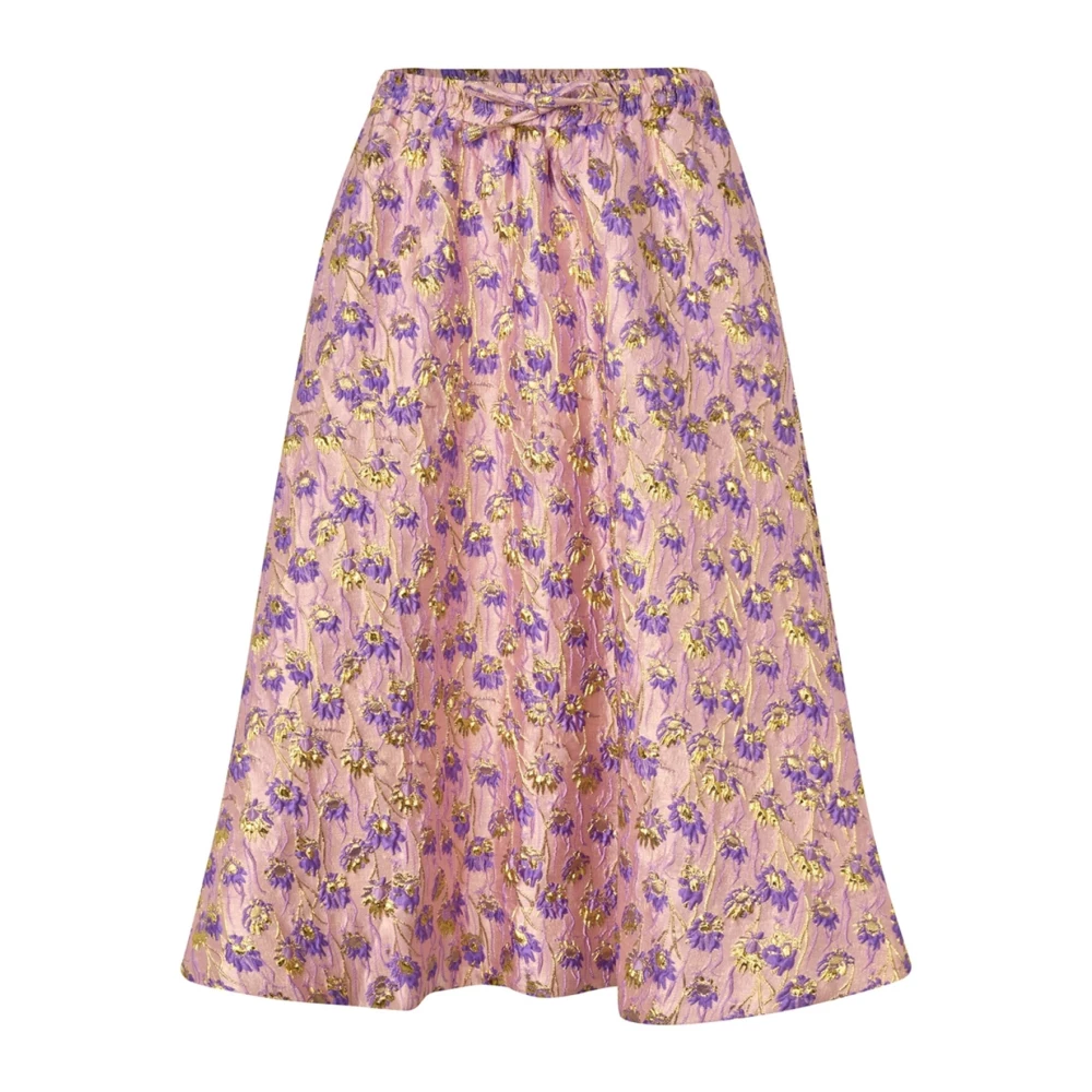 Lollys Laundry Elastische Taille Midi Rok Stoffig Roze Pink Dames