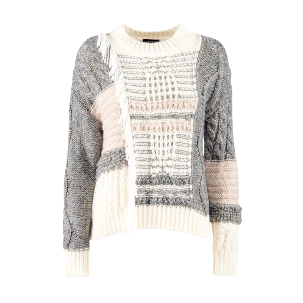 Nenette Gestructureerde Crewneck Sweater Mix Beige Dames