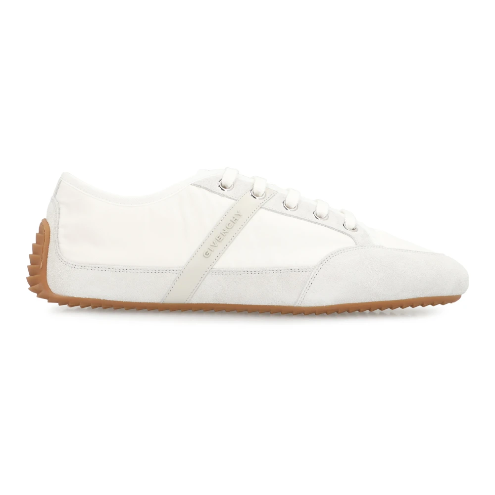 Givenchy Men's White Sneakers, 6 Uk, Almond Toe Nylon Suede Trainers