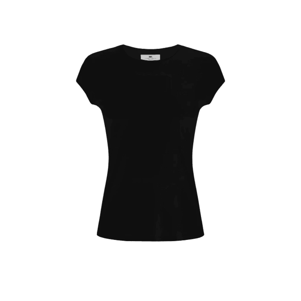 Elisabetta Franchi Zwarte Jersey Geborduurd T-shirt Black Dames