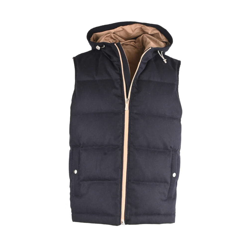 Eleventy Wollen en Kasjmier Puffer Vest Blue Heren