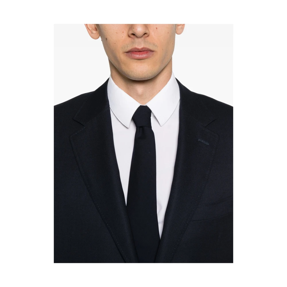 Canali Navy Blue Button-Up Jacket Blue Heren
