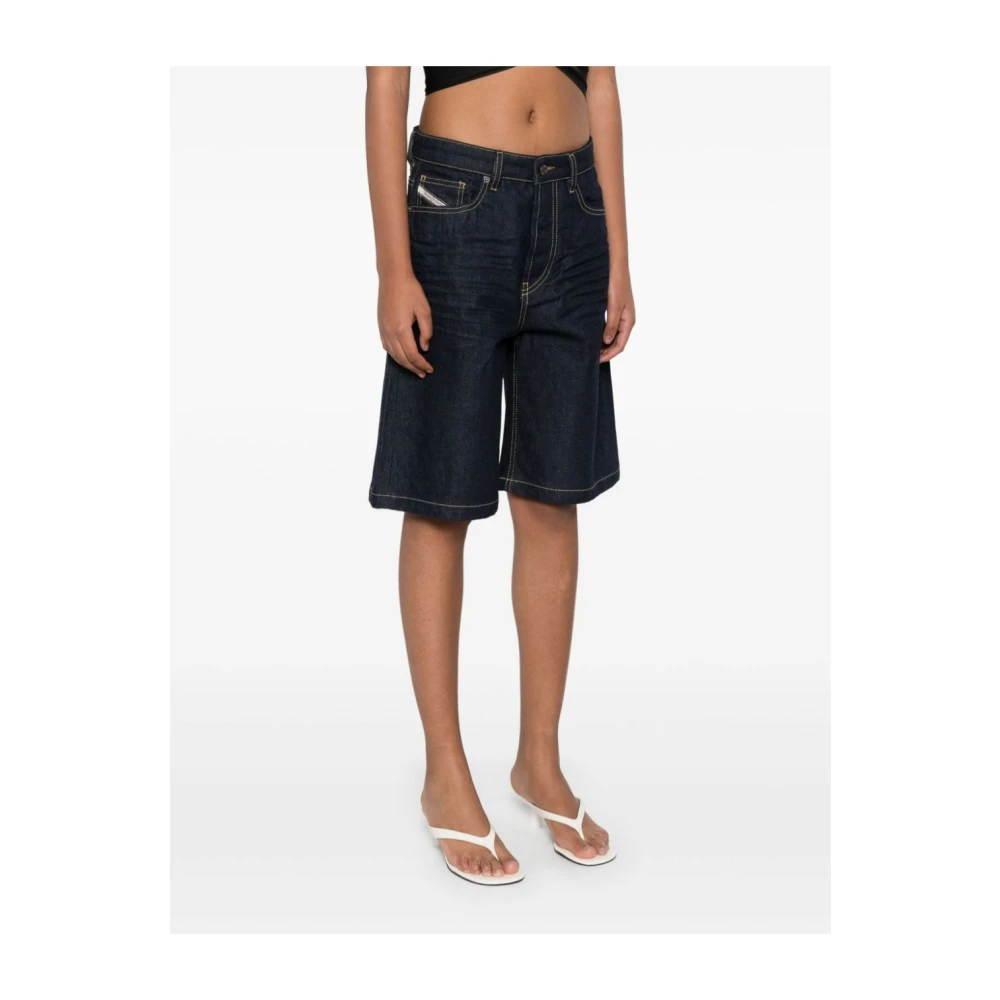 Diesel Blauwe Denim Knielange Shorts Blue Dames