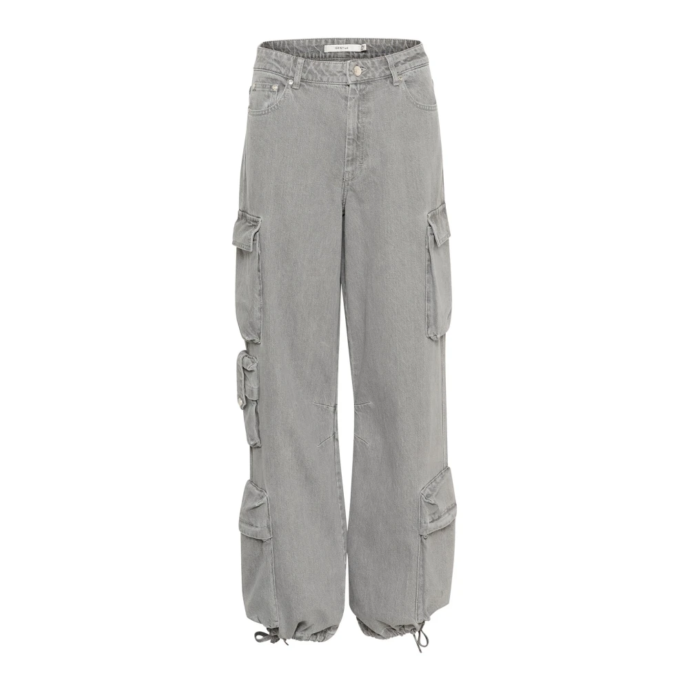 Gestuz Cargo Broek Lichtgrijs Wassen Losse Pasvorm Gray Dames