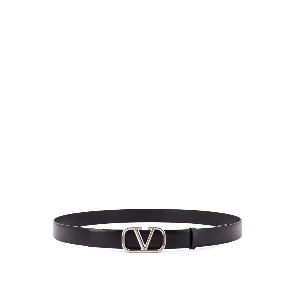 Valentino Garavani Verstelbare leren riem met metalen gesp Black Heren