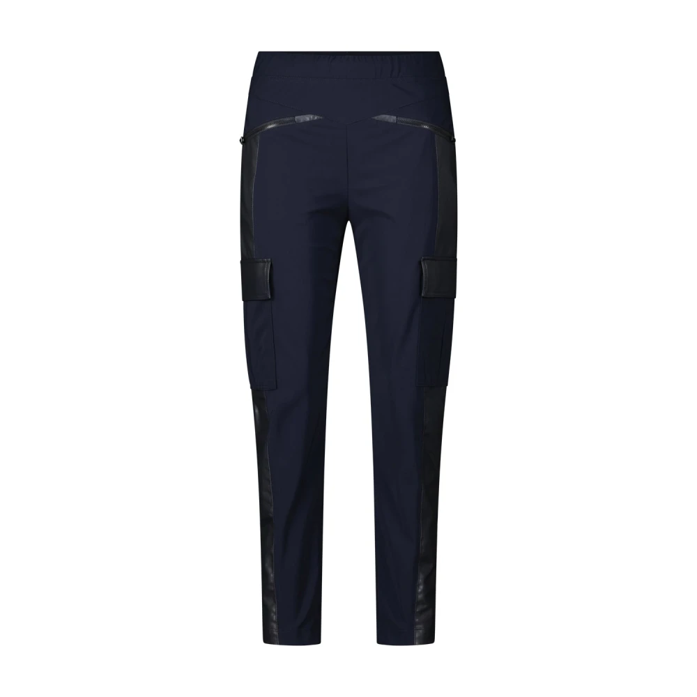 Marc Cain Cargo broek met leren accenten Blue Dames