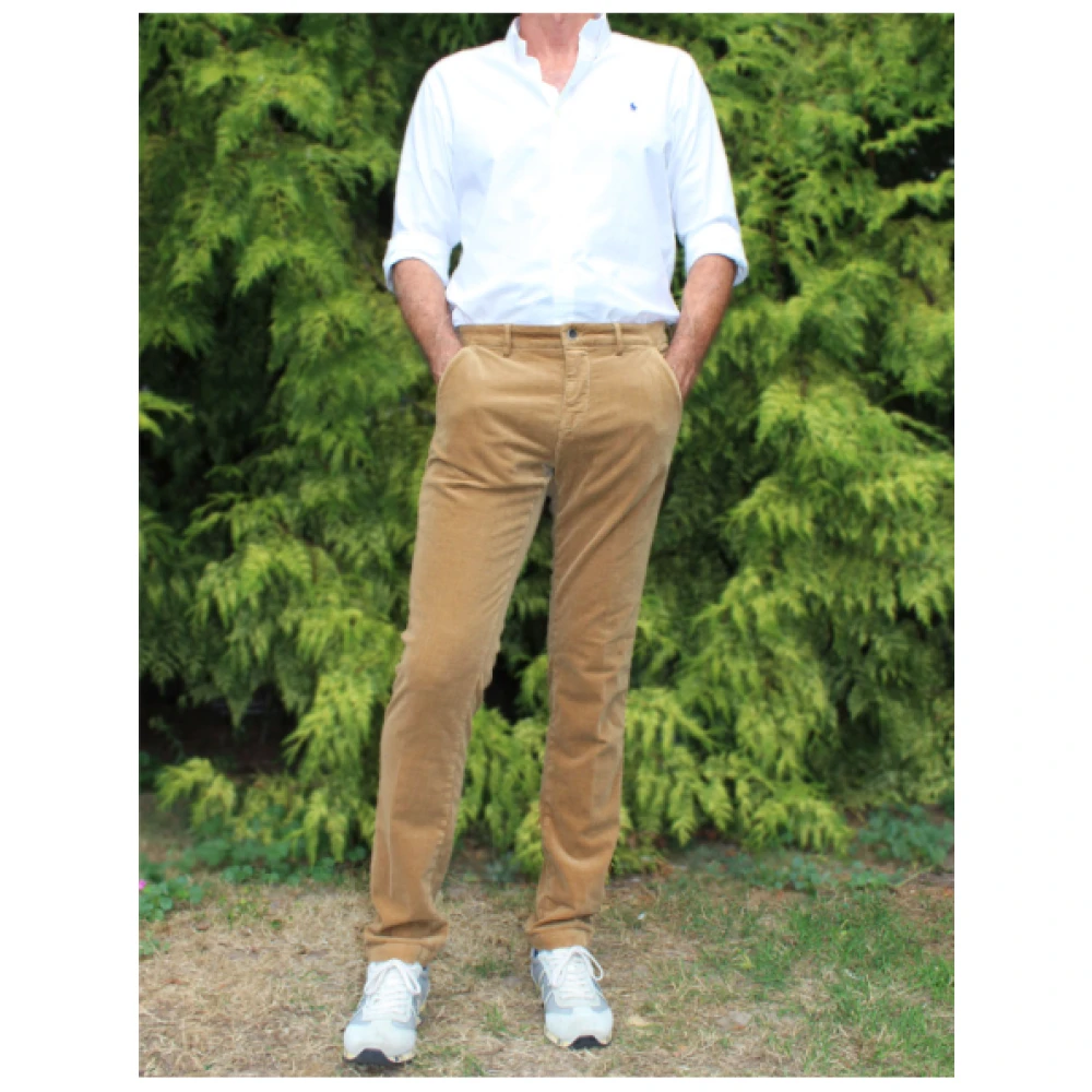 Mason's Slim Fit Fluweel Katoenen Chino Broek Beige Heren