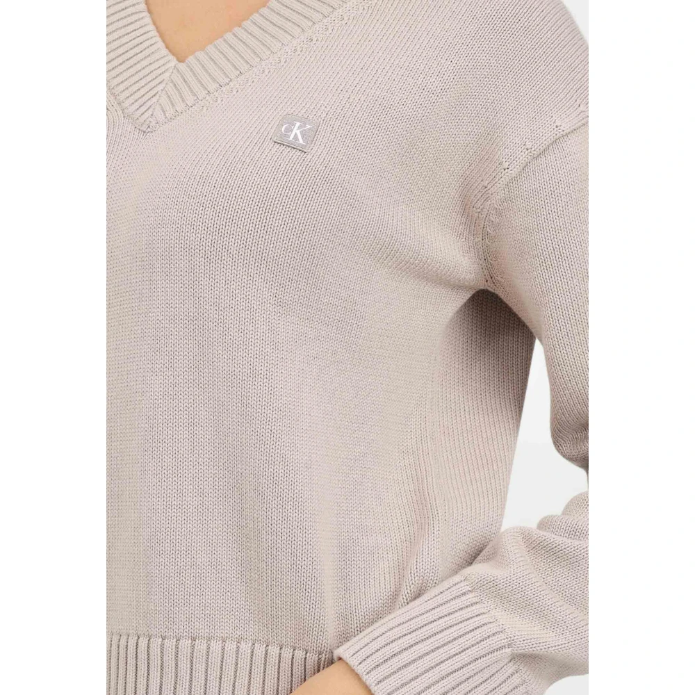Calvin Klein Jeans Beige V-hals trui dames herfst winter Gray Dames