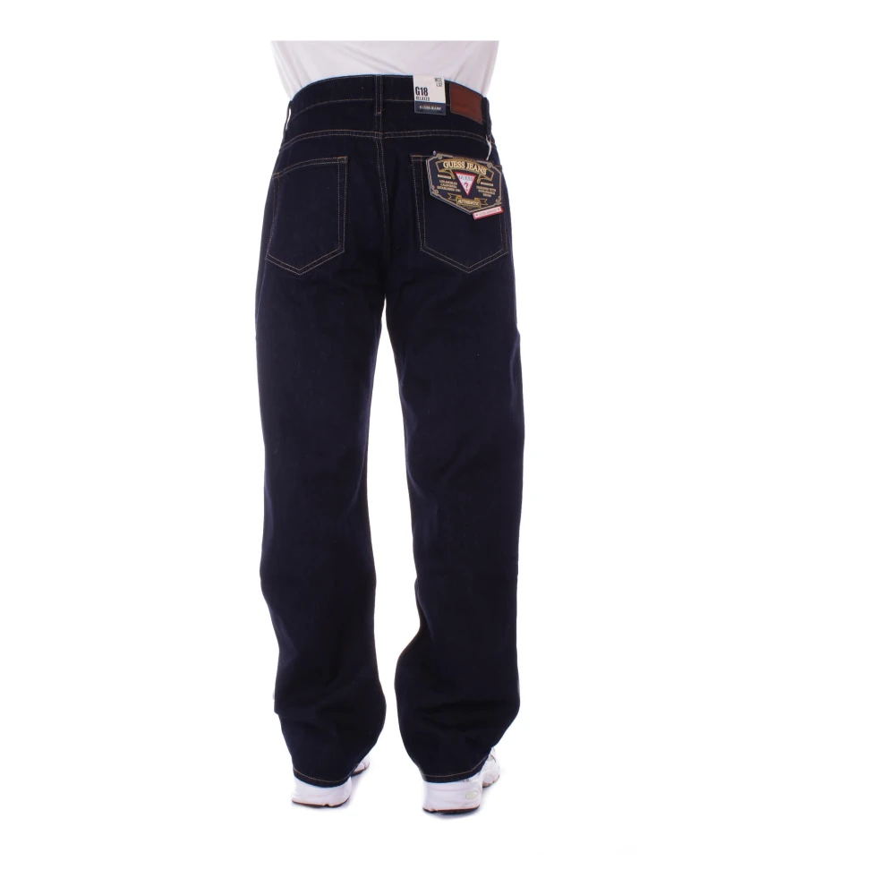 Guess Zwarte Denim Jeans met Logo Black Heren