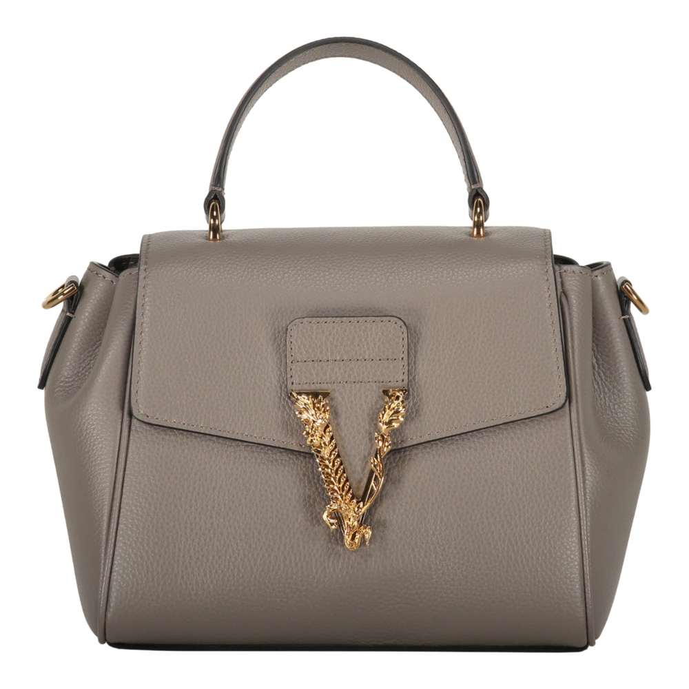 Versace Crossbody Tas van Kalfsleer met Klep Sluiting Gray Dames