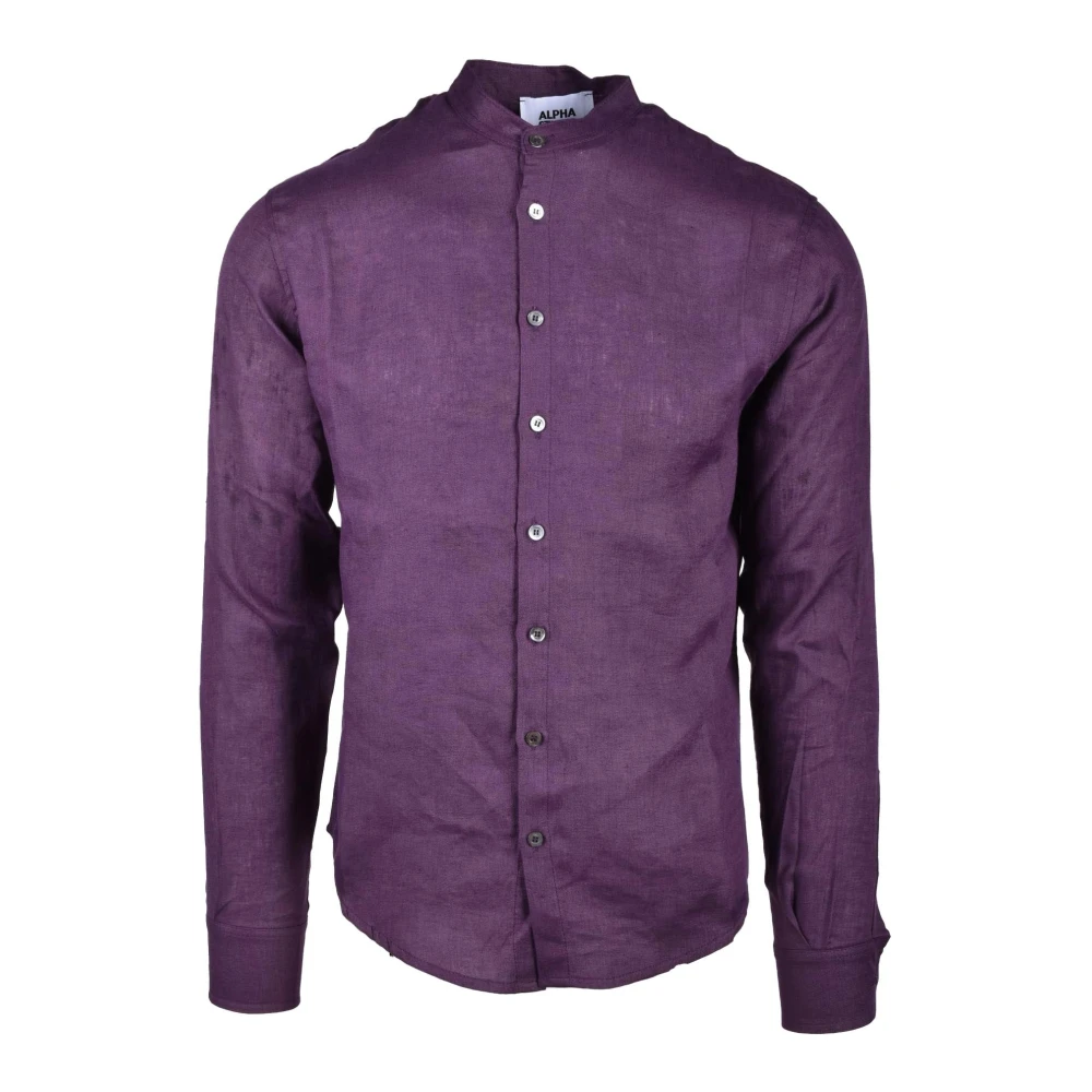 Alpha Studio Linnen Overhemd Purple Heren