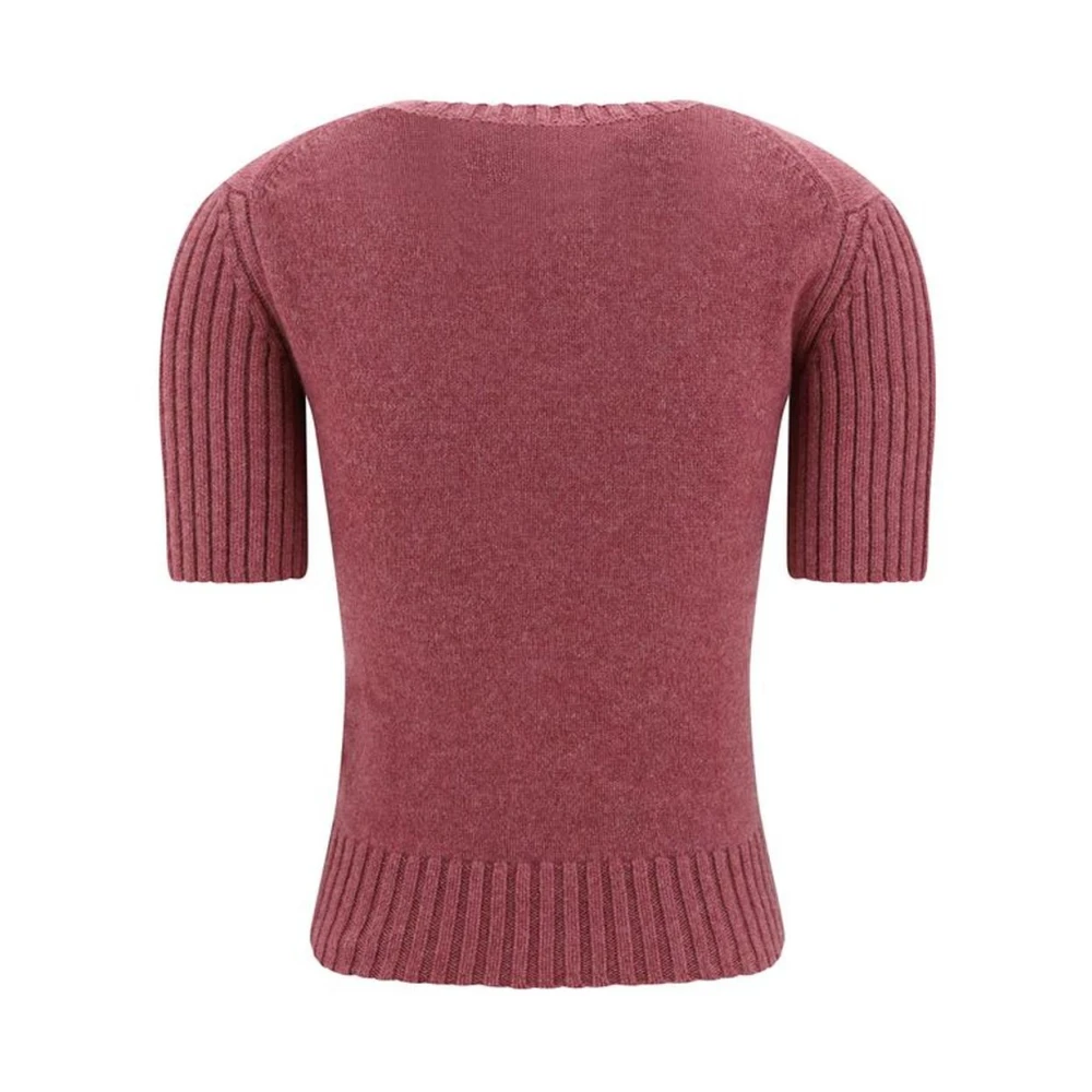 Khaite Melange Cashmere Sweater met Geribbelde Ronde Hals Brown Dames