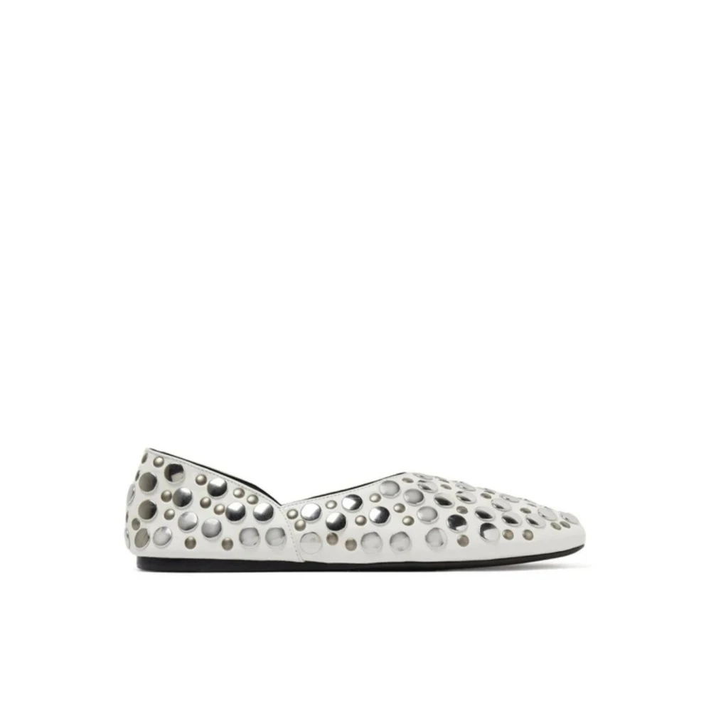 Khaite Women's White Ballerina Shoes, 7 Uk, Jane Studded Flat