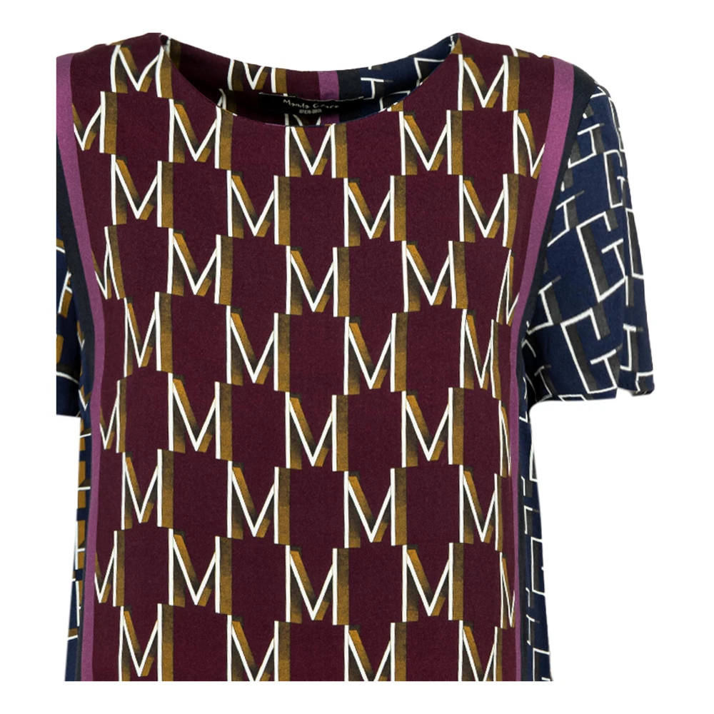 Manila Grace Blauwe Nachtjurk met Patroon Multicolor Dames