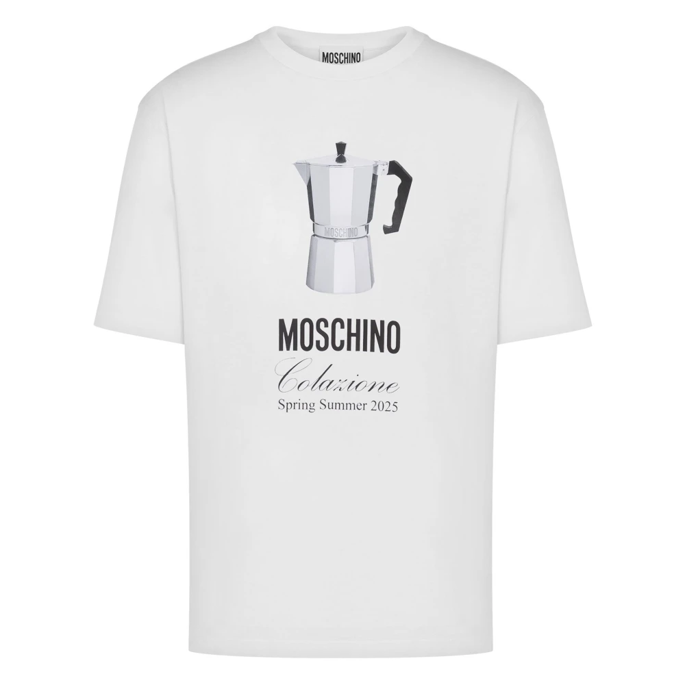 Moschino Witte Crew Neck T-shirt met Logo White Heren