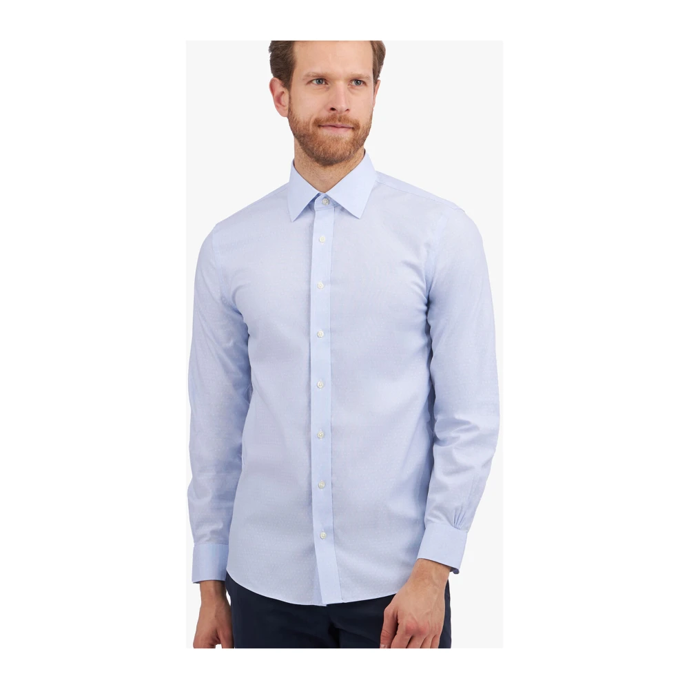 Brooks Brothers Blauw Slim Fit Non-Iron Stretch Katoenen Overhemd met Ainsley Kraag Blue Heren