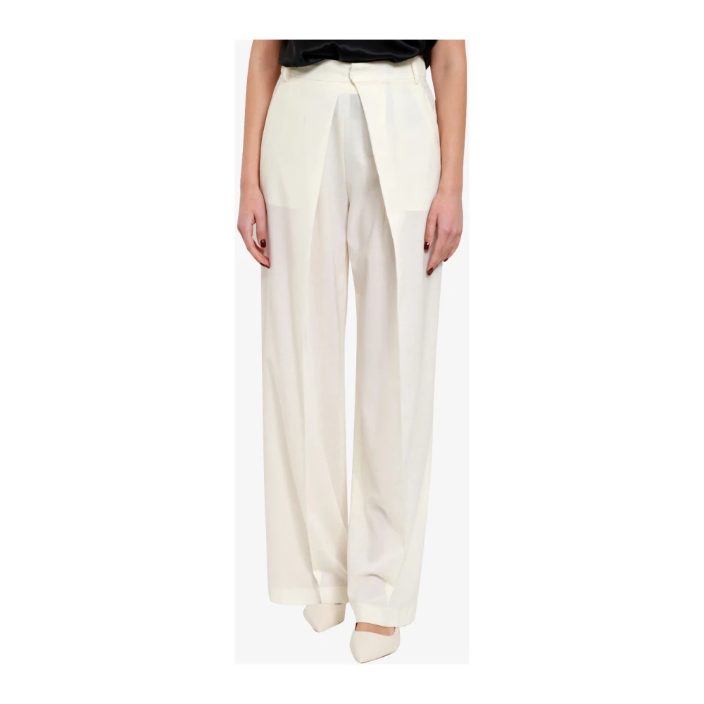 Erika Cavallini Crème Wol Straight Leg Broek Beige Dames