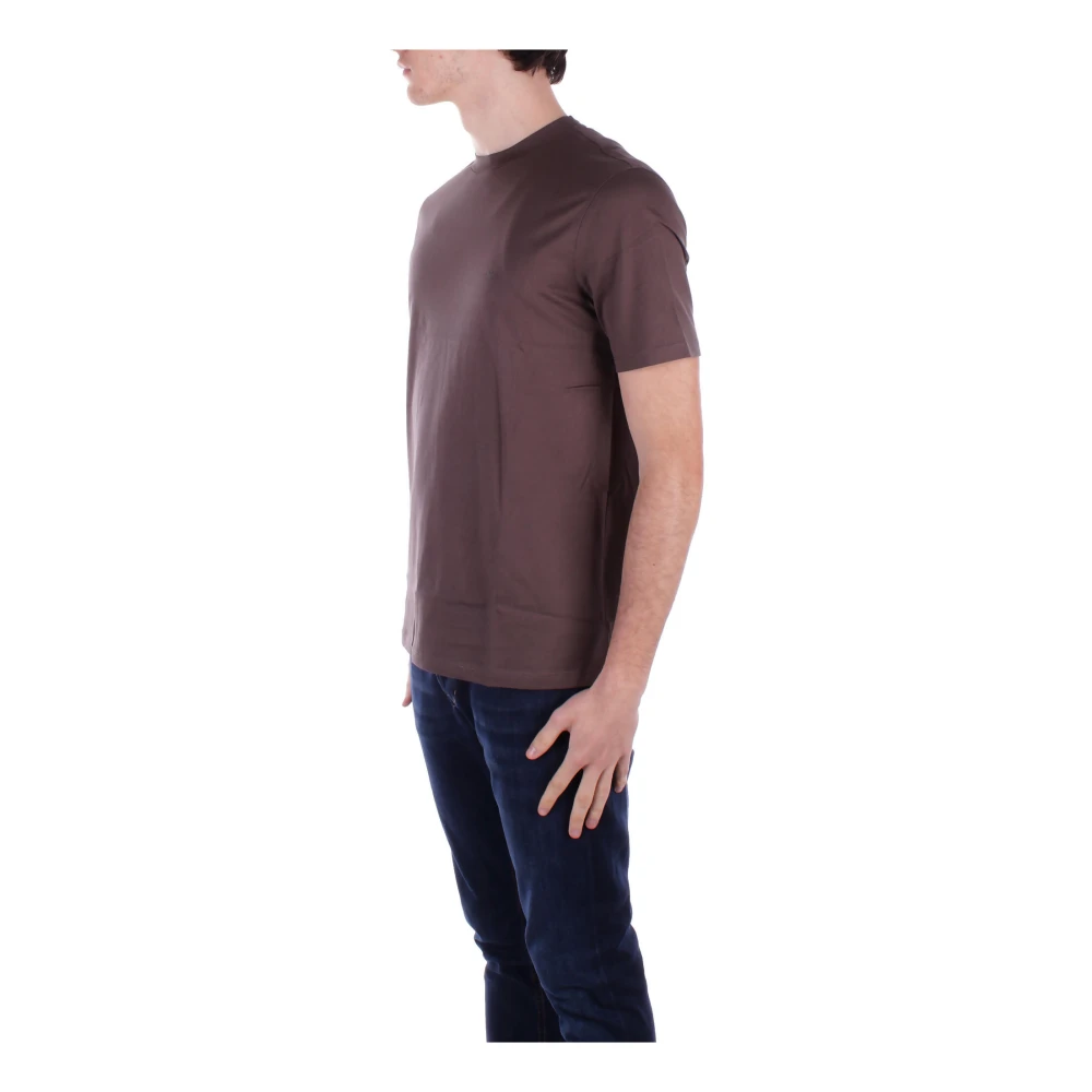 Emporio Armani Bruin Logo Front T-shirts en Polos Brown Heren