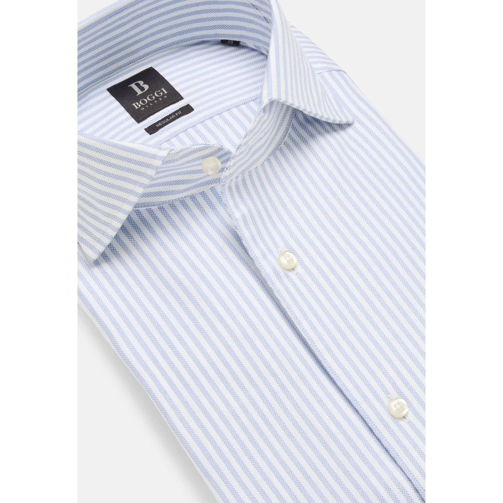 Boggi Milano Gestreept katoenen Dobby overhemd regular fit Blue Heren