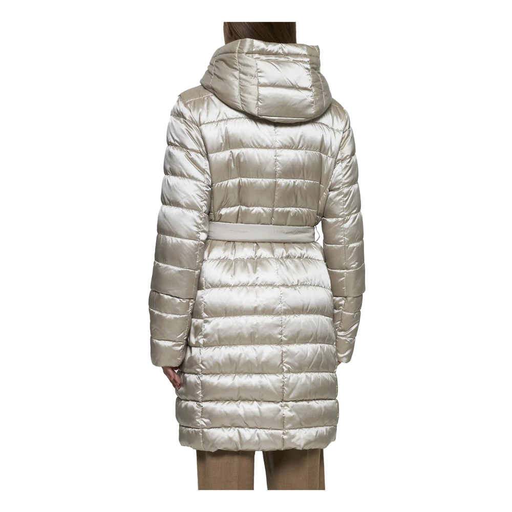 Max Mara Grijze Gewatteerde Donsjas met Capuchon Gray Dames