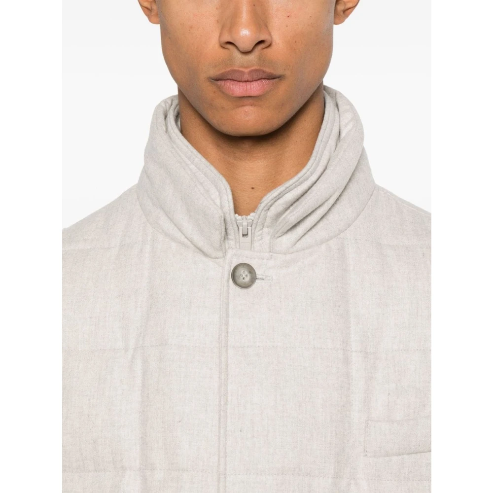 Fay Ivoor Pufferjas met Front Zip Beige Heren