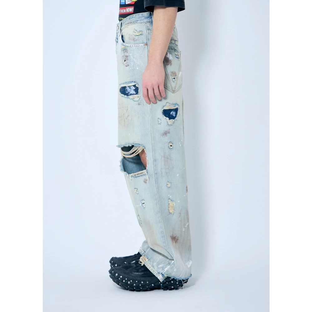 Vetements Versleten Baggy Jeans Blue Heren