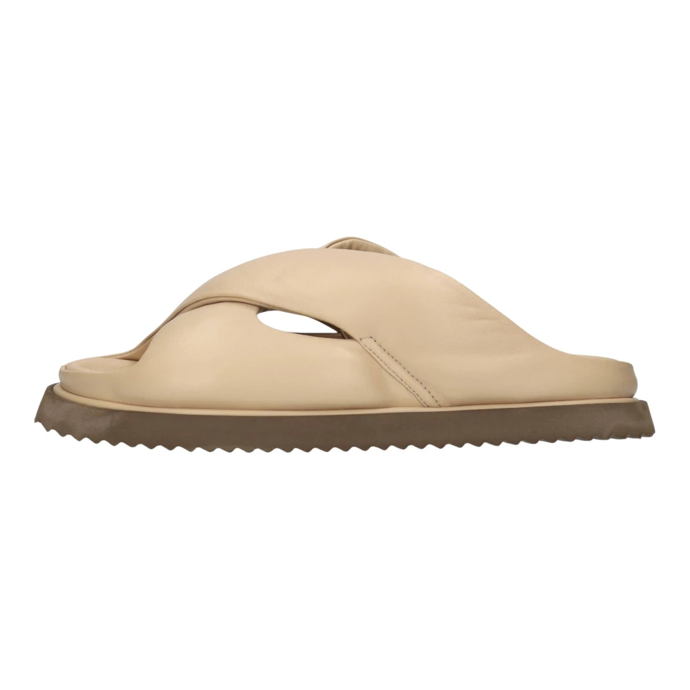 Elena Iachi Vrouw Beige Schoenen Dames, 40 Eu, Leer, T100 Cross-Over Sandaal
