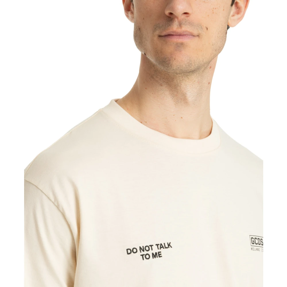 Gcds Gepatroneerd Logo T-shirt Beige Heren