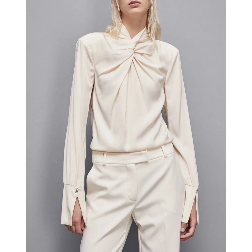 PATRIZIA PEPE Essentiële Knoopshirt Beige Dames