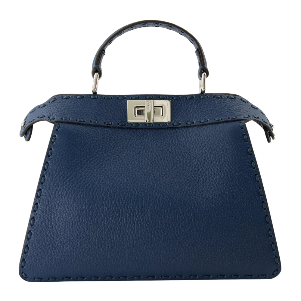 Fendi Blå Läder Peekaboo ISeeU Väska Blue, Dam