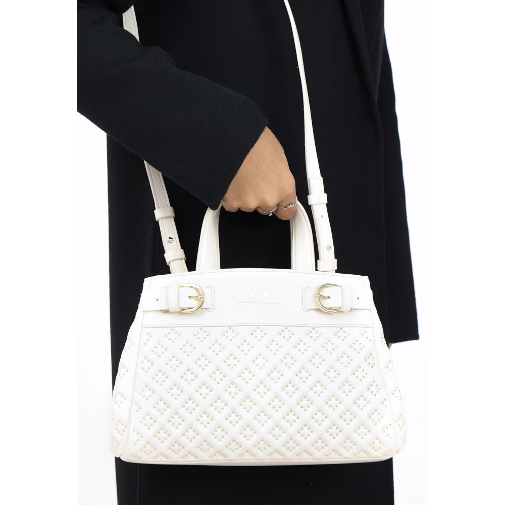Armani Exchange Casual Beige Handtas met Stud Details Beige Dames