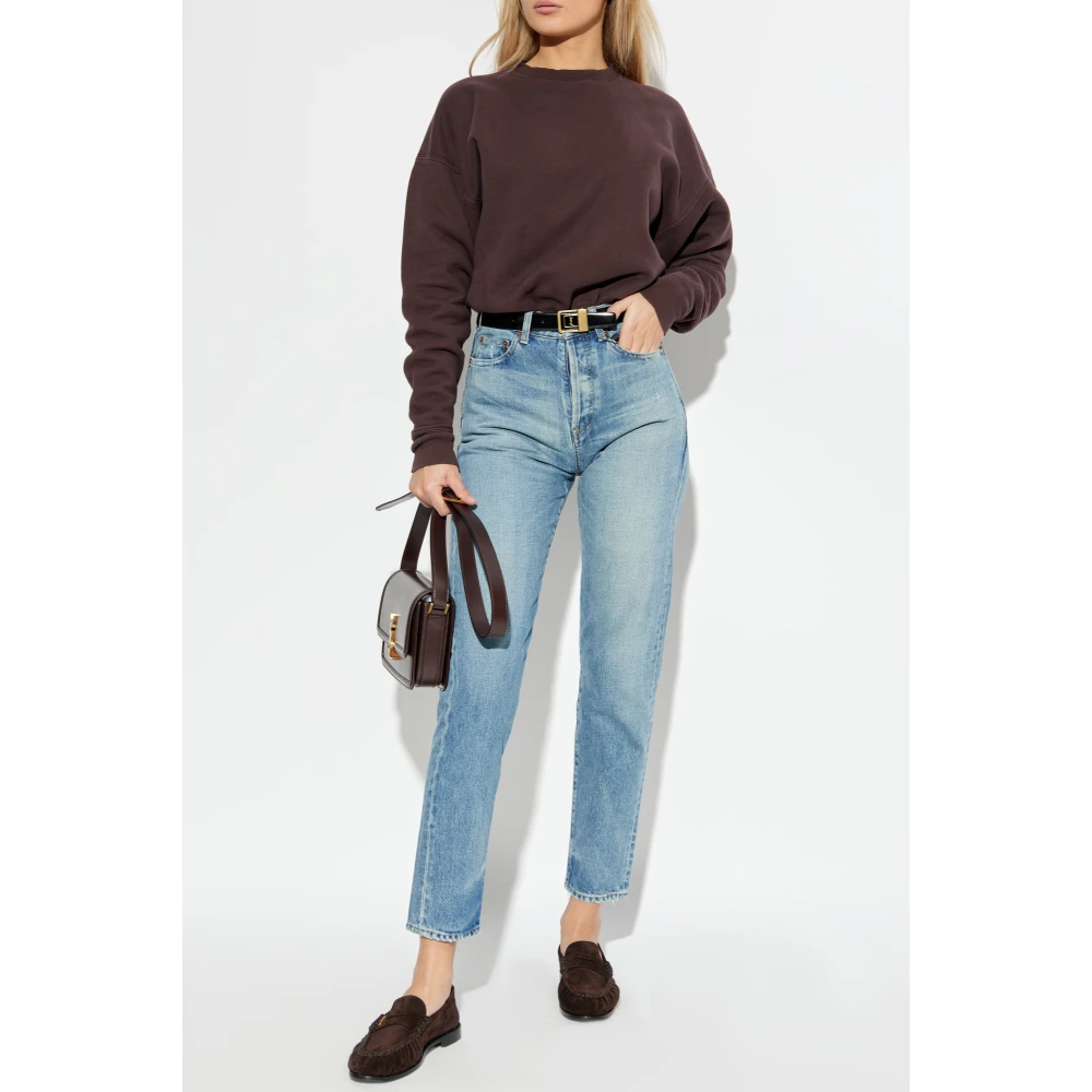 Saint Laurent Katoenen Sweatshirt met Logopatch Brown Dames