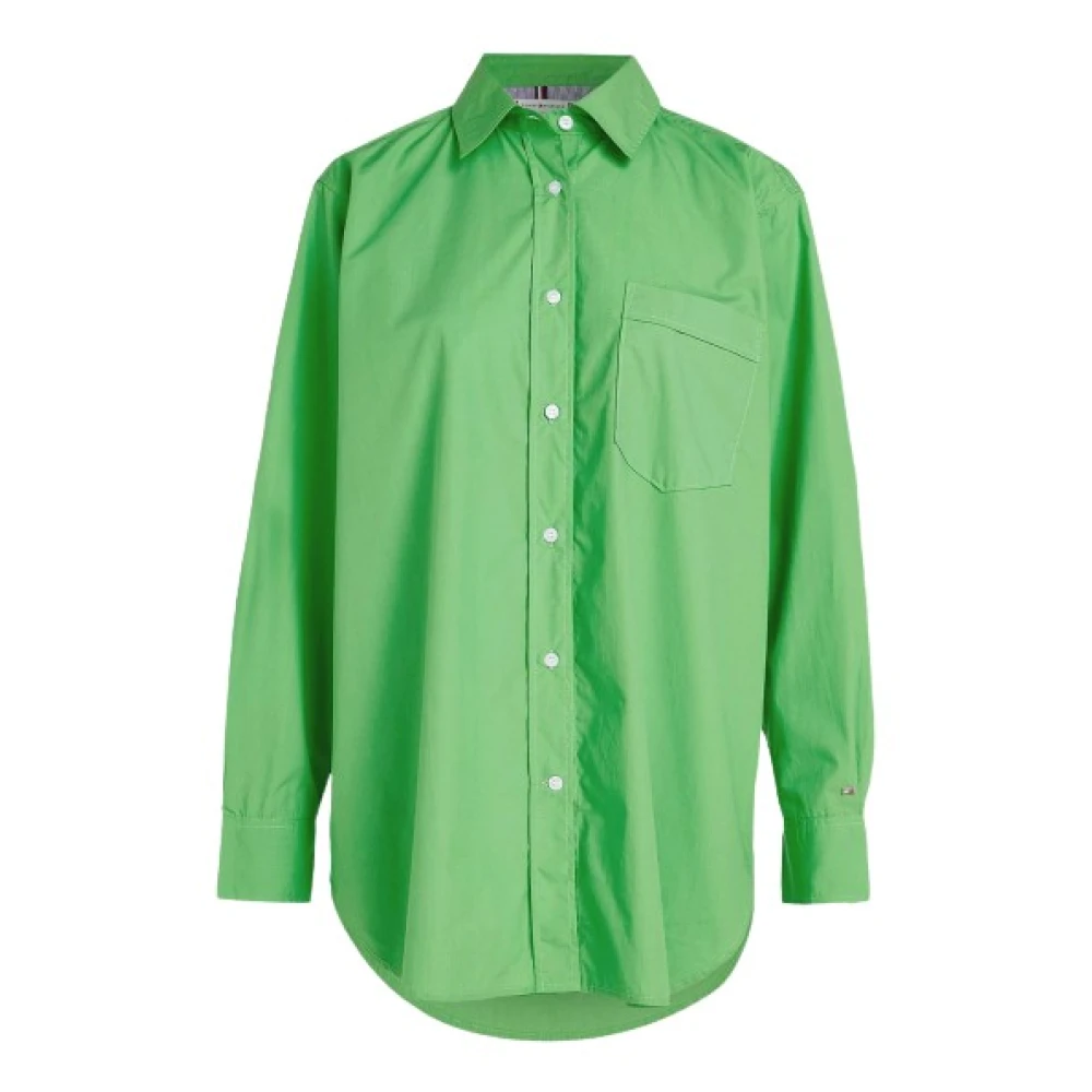 Tommy Hilfiger Oversized Katoenen Poplin Shirt Green Dames