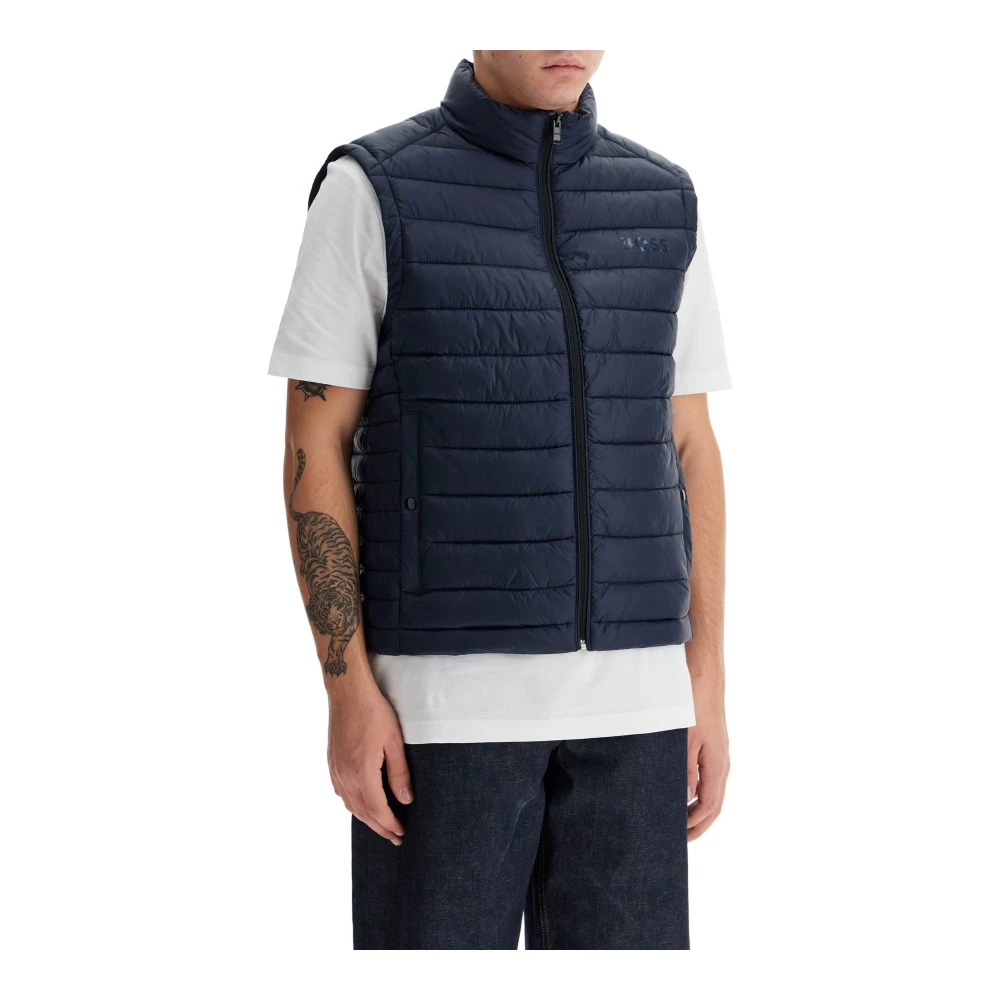 Boss Gewatteerde Opvouwbare Gevoerde Vest Blue Heren